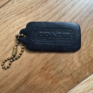 Vintage Coach Leatherwear One Sided Black Leather Hang Tag Bag Charm